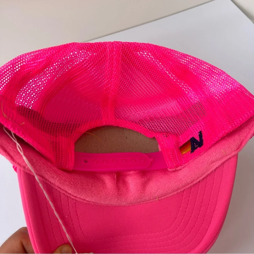 NWT Aviator Nation Pink Trucker Hat Aspen Sunset Rainbow embroidered patch - Picture 10 of 16